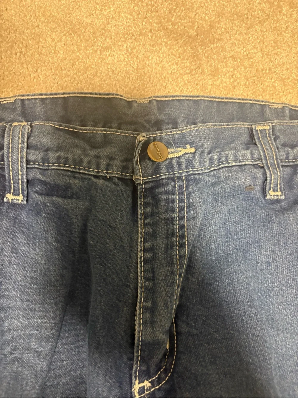 Carhartt Blue Denim Jeans with Label Detail